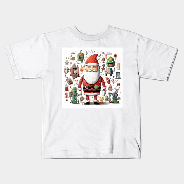 Santa Claus & Cyberpunk 11 Kids T-Shirt by saveasART